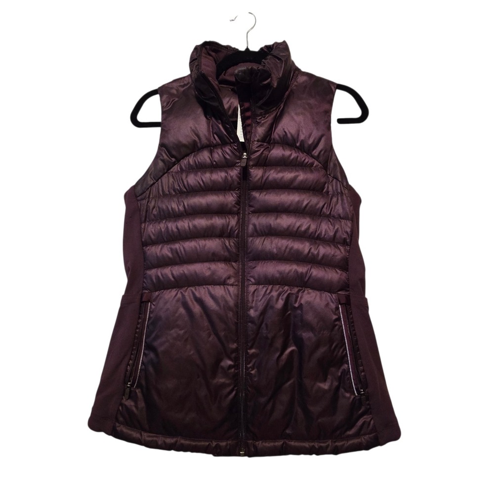 Lululemon Down For A Run Vest II Women's Sz 10 BCHR Black Cherry Reflective EUC